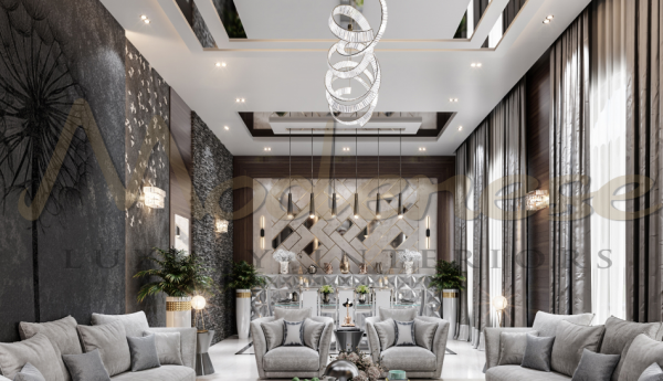 Villa dengan interior modern dan furnitur mewah